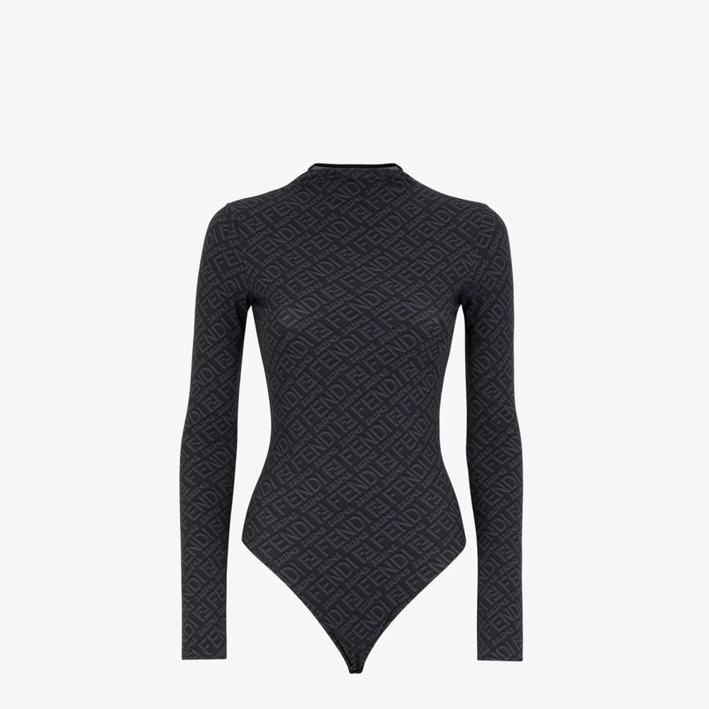 Skims x Fendi black mock neck bodysuit long sleeve